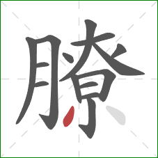 膫的笔顺第15画：撇