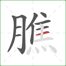 膲的笔顺第10画：横