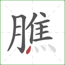 膲的笔顺第13画：点