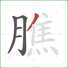 膲的笔顺第5画：撇