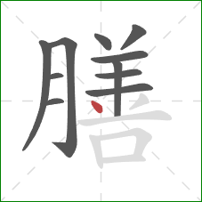 膳的笔顺第11画：点