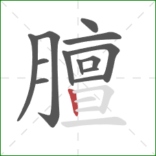 膻的笔顺第13画：竖