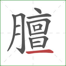 膻的笔顺第17画：横