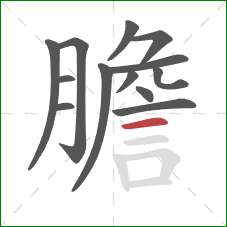 膽的笔顺第13画：横