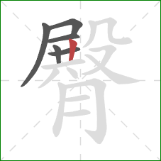 臀的笔顺第6画：竖