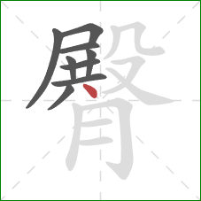 臀的笔顺第9画：点