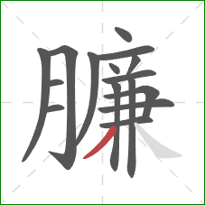 臁的笔顺第16画：撇