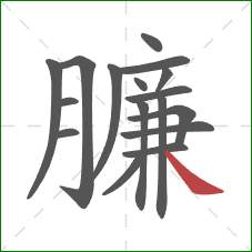 臁的笔顺第17画：捺