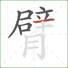 臂的笔顺第11画：横