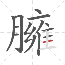 臃的笔顺第15画：横