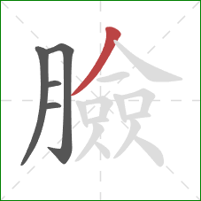 臉的笔顺第5画：撇