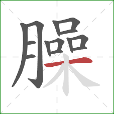 臊的笔顺第14画:横 臊的笔顺第14画:横