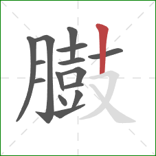 臌的笔顺第15画：竖