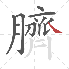 臍的笔顺第14画：捺