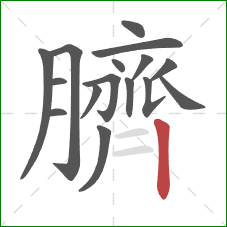 臍的笔顺第16画：竖