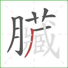 臟的笔顺第10画：竖折/竖弯