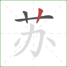 苏的笔顺第3画：竖
