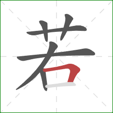 若的笔顺第7画：横折