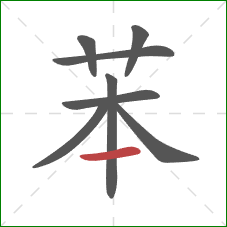 苯的笔顺第8画：横