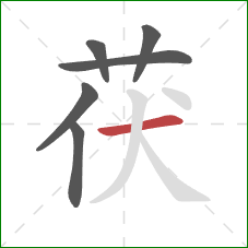 茯的笔顺第6画：横