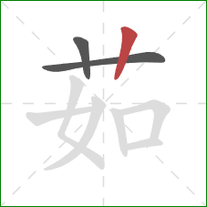 茹的笔顺第3画：竖