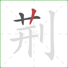 荆的笔顺第3画：竖