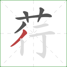 荇的笔顺第5画：撇