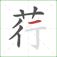 荇的笔顺第7画：横