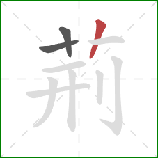 荊的笔顺第3画：竖