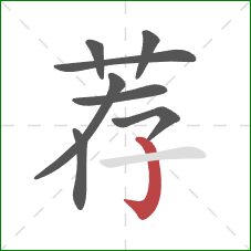 荐的笔顺第8画：竖钩