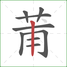 莆的笔顺第9画:竖 莆的笔顺第9画:竖