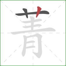 菁的笔顺第3画:竖 菁的笔顺第3画:竖