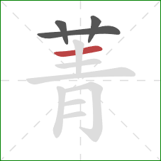 菁的笔顺第4画:横 菁的笔顺第4画:横