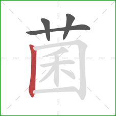 菌的笔顺第4画：竖