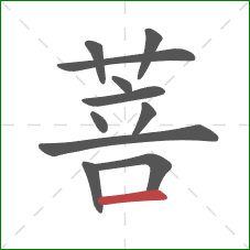 菩的笔顺第11画：横