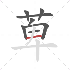 萆的笔顺第8画：横