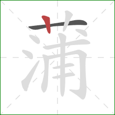 蒲的笔顺第2画：竖