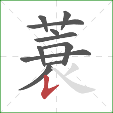 蓑的笔顺第11画：竖提