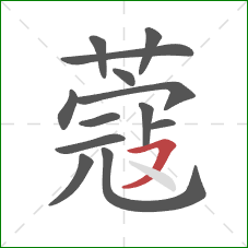 蔻的笔顺第13画：横撇/横钩