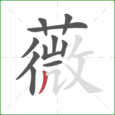 薇的笔顺第11画：撇