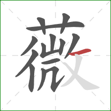 薇的笔顺第14画：横