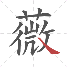 薇的笔顺第16画：捺