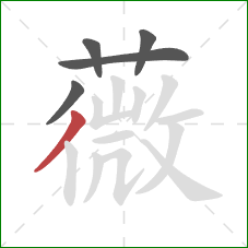 薇的笔顺第5画：撇