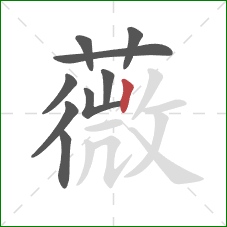 薇的笔顺第9画：竖