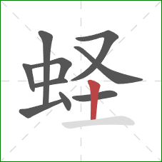 蛏的笔顺第10画：竖