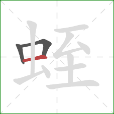 蛭的笔顺第3画：横