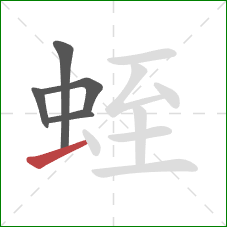 蛭的笔顺第5画：横