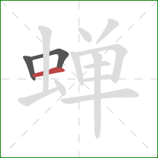 蝉的笔顺第3画：横