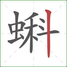 蝌的笔顺第15画：竖