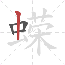 蝾的笔顺第4画:竖 蝾的笔顺第4画:竖